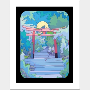 The cat and the Torii gate Posters and Art